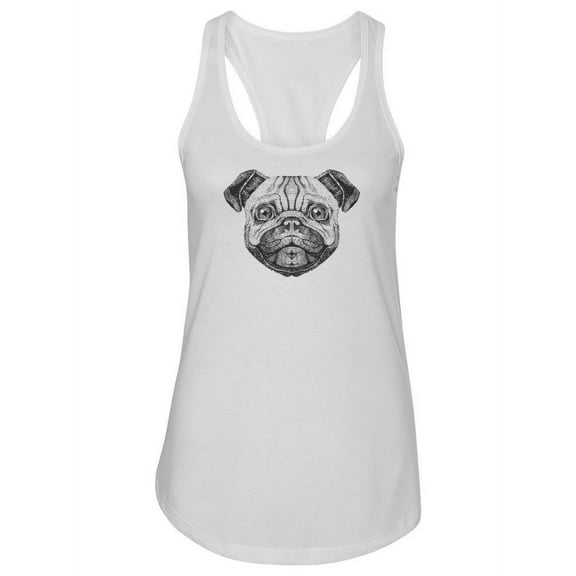 Retro Pug Drawing Tank Women -Image by Shutterstock, Female x-Large