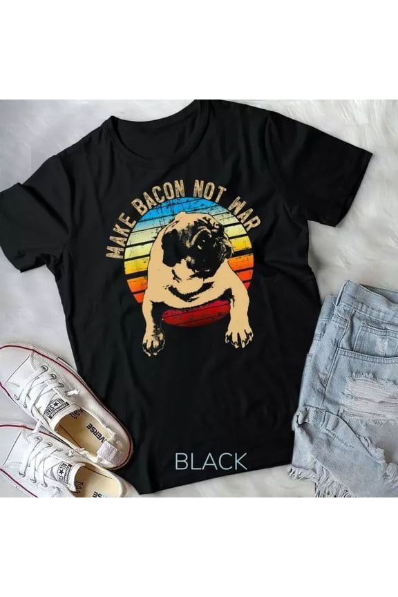 Retro Pug T-Shirt Men Women Gift Unisex T-Shirt