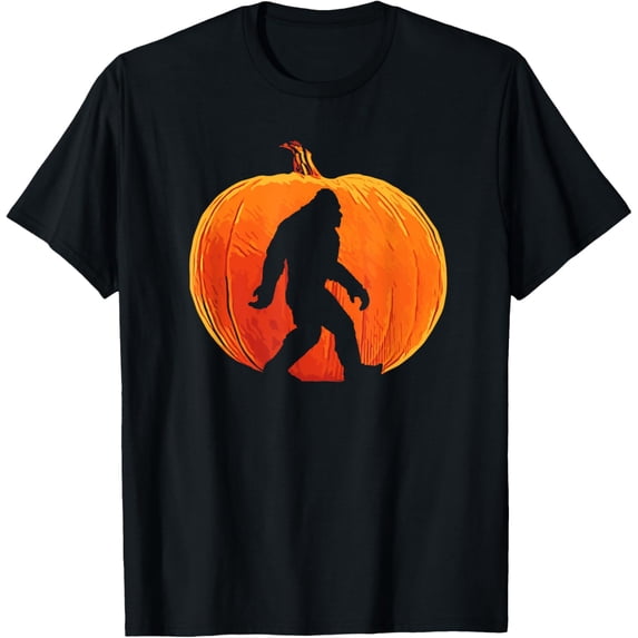 Retro Pumpkin Bigfoot Halloween Minimalist Jack O'Lantern T-Shirt