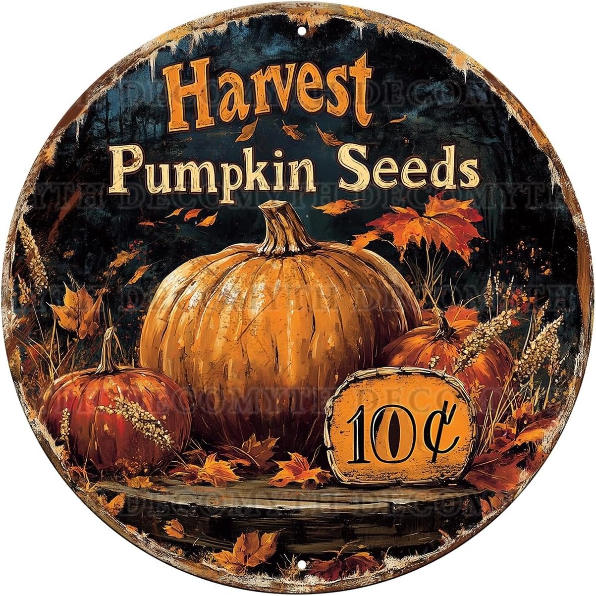 Retro Pumpkin Round Tin Sign Vintage Harvest Thanksgiving Day Metal ...