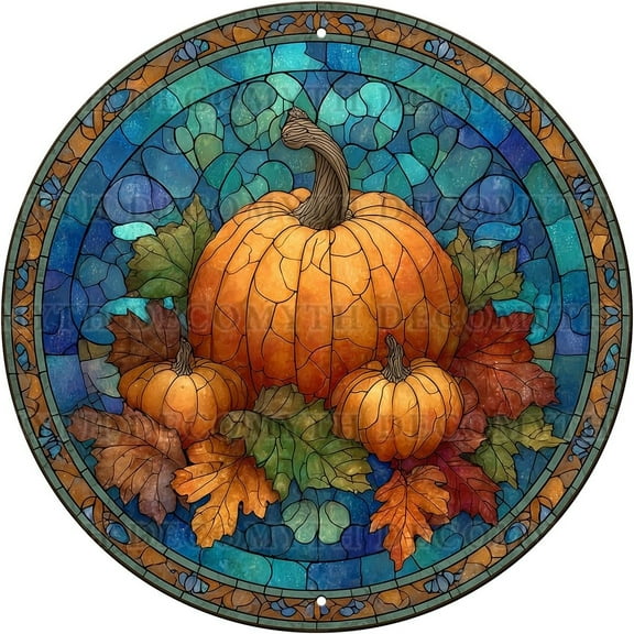 Retro Pumpkin Round Tin Sign Vintage Harvest Thanksgiving Day Metal Poster Nostalgic Fall Door Decor Decorations for Home Wall Art Rustic Farmhouse Porch Kitchen Farm Yard 8 * 8inch