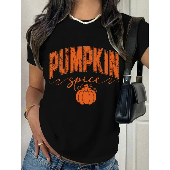 Retro Pumpkin Spice Tee Vintage Graphic T Shirt Tops Orange Brown Cream Fall Coffee Shirt Black S-5XL
