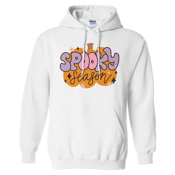 Retro Pumpkin Spooky Season Hoodie Sweatshirt Unisex X-Large White