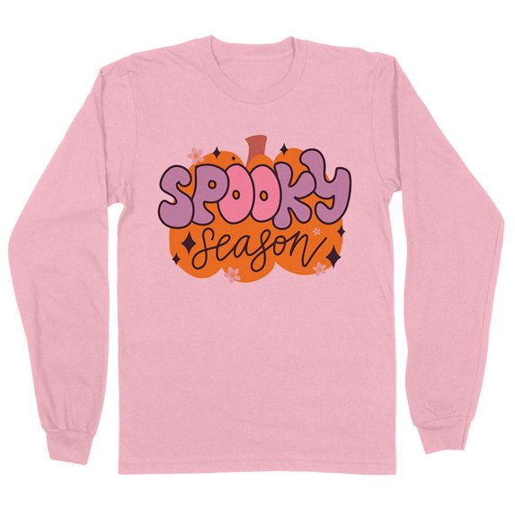 Retro Pumpkin Spooky Season Long Sleeve Shirt Unisex X-Large Pink