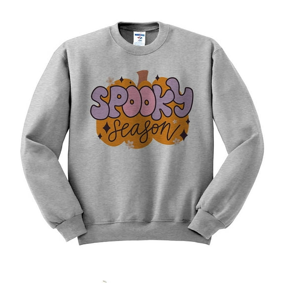 Retro Pumpkin Spooky Season Sweatshirt Unisex 5X-Large Grey