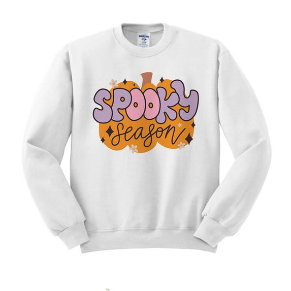 Retro Pumpkin Spooky Season Sweatshirt Unisex Medium White