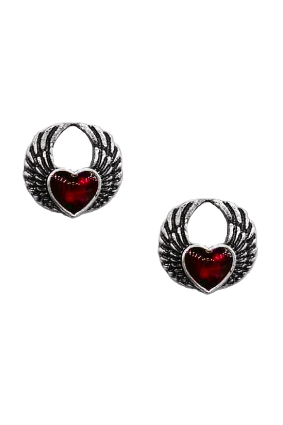 Retro Punk Red Heart Shaped Drip Stud Earrings, Alloy Material, Lightweight For Party Cosplay Holiday Decoration