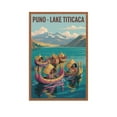 thumbnail image 1 of Retro Puno Peru Travel Poster Featuring Traditional Boats And Mountain Views Canvas Poster, 1 of 8
