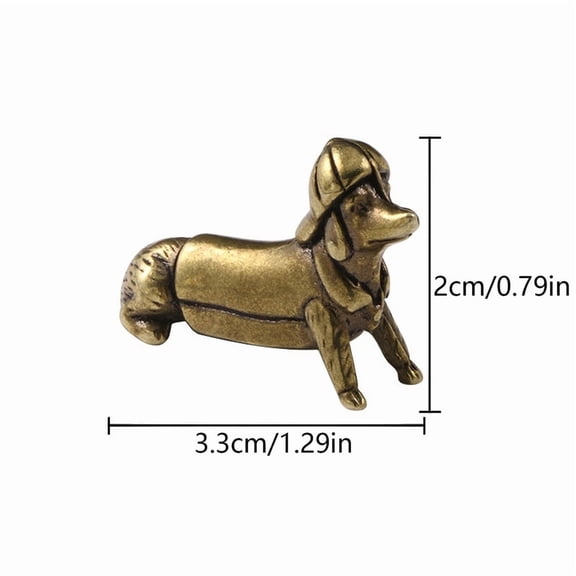 Retro Pure Copper Dachshund Miniature Figurine Solid Animal Dog Desktop Ornament