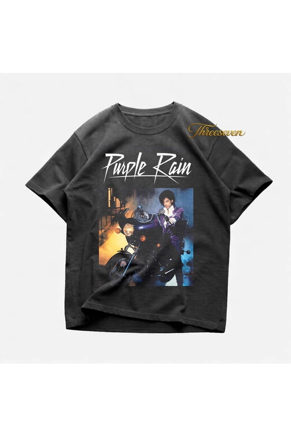 Retro Purple Music Graphic Tee, Vintage Rock Fan Shirt, 80s Inspired Concert Style Clothing
