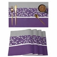 thumbnail image 1 of Retro Purple Placemats Set of 4, Gray Floral Striped Pattern Stitching Art Non-Slip Place Mats Washable Table Mats for Kitchen Dining Table Decorations Indoor/Outdoor, 1 of 9