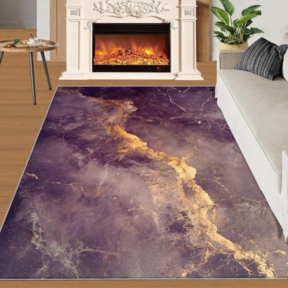 Retro Purple Rug ,Purple Marble Rugs, Modern Abstract Washable Rugs for Living Room Bedroom, Modern Light Luxury Area Rug, Nordic Home Decor-5' x 8'