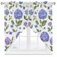 thumbnail image 1 of Retro Purple Swag Valances for Windows 2 Pack Hydrangeas Floral Leaf Country Plant Farmhouse Swag Kitchen Curtains 45 Inches Long Rod Pocket Short Window Treatment for Kitchen Bathroom 36"x45", 1 of 8