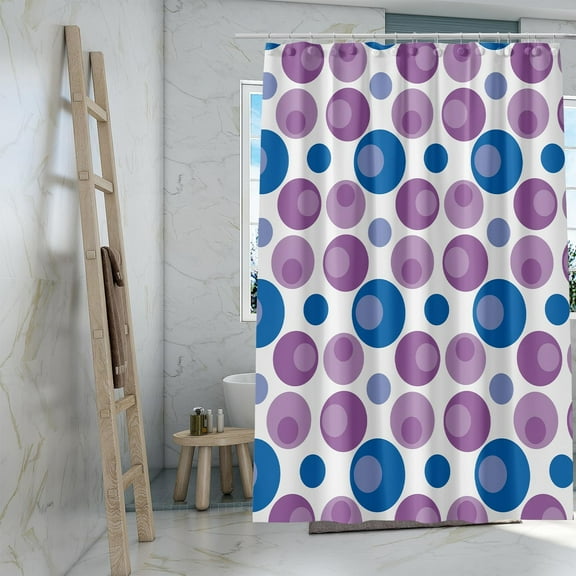 Retro Purple and blue circular fun Waterproof Bathroom Shower Curtain Set with Durable Metal Grommets, Modern Luxury Waterproof Fabric Shower Curtain Sets with Hooks 72"W x 72"L (Pack of 1)