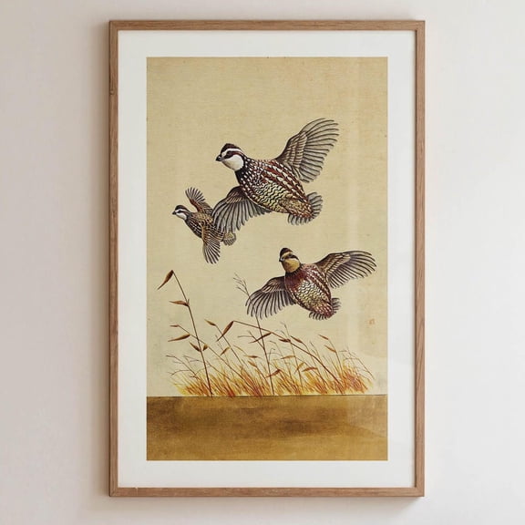 Retro Quail Print: Rustic Outdoors Art Waterfowl Lake House Decor