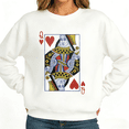 thumbnail image 1 of Retro Queen Of Hearts Womans Sweatshirt Graphic Sweatshirt White Black S-3XL Card Lover Gift Loose Fit Crew Neck Tops, 1 of 4