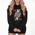 thumbnail image 1 of Retro Queen of Hearts Card Design Graphic Hoodie Dress Womans Print White/Black Size S-2XL Casual Hangout Relaxed Fit Tops, 1 of 4