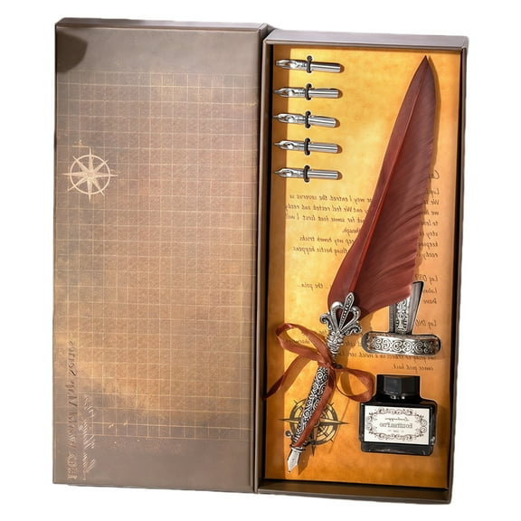 Retro Quill Pen With Multiple Nibs And Refillable Inks For Beginner Handwriting