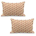 thumbnail image 1 of Retro Quilted Pillowcover Set of 2, Diagonal Chain Pattern with Big and Small Dots on Lines in Shabby Colors, Standard Queen Size Pillow Cover Bedroom, 36" x 20", Marigold Scarlet Cream, by Ambesonne, 1 of 1