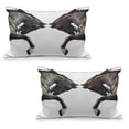 thumbnail image 1 of Retro Quilted Pillowcover Set of 2, Twin Contrast Horse Heads Image Vintage Style Abstract Art Antique Theme, Standard Queen Size Pillow Cover for Bedroom, 36" x 20", Brown Sage Green, by Ambesonne, 1 of 1