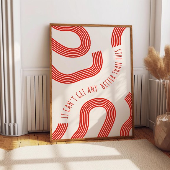 Retro Quote Red Graphic Lines Typography Wall Decor Unframed Paper Print