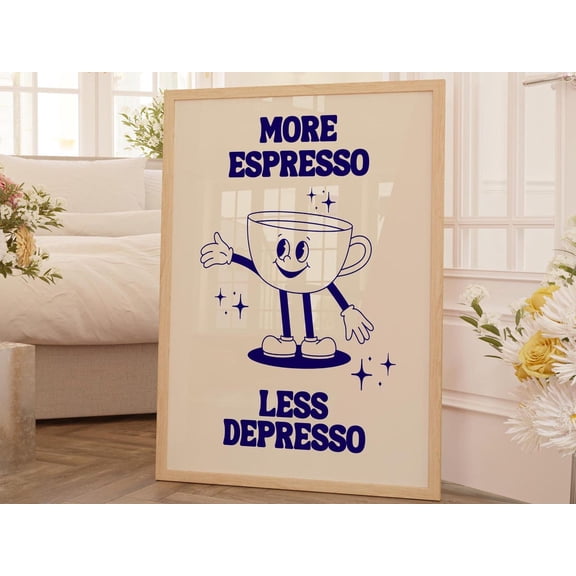 Retro Quote Wall Print More Espresso Wall Decor Coffee Art Print Kitchen Wall Art Coffee Poster Coffee Bar Dorm Art Gift For Him Birthday Wall Art, Modern Wall Decor, 24x36 UNFRAMED