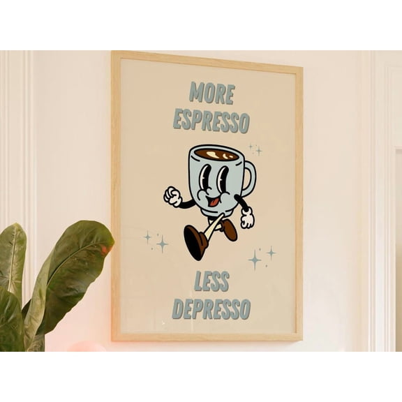 Retro Quote Wall Print More Espresso Wall Decor Coffee Art Print Vintage Kitchen Decor Coffee Corner Decor More Espresso Less Depresso Art Wall Art, Modern Wall Decor, 16x24 UNFRAMED