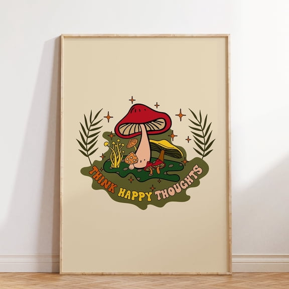 Retro Quote Wall Print Mushroom Groovy Print Retro Wall Art Wall Decor Retro Poster