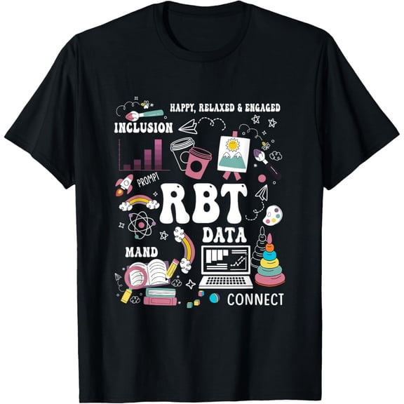 Retro RBT Registered Behavior Technician ABA Therapy Graphic T-Shirt - Cute Inclusion Design Professional Apparel for Behavior Analysts and Special Education Teachers