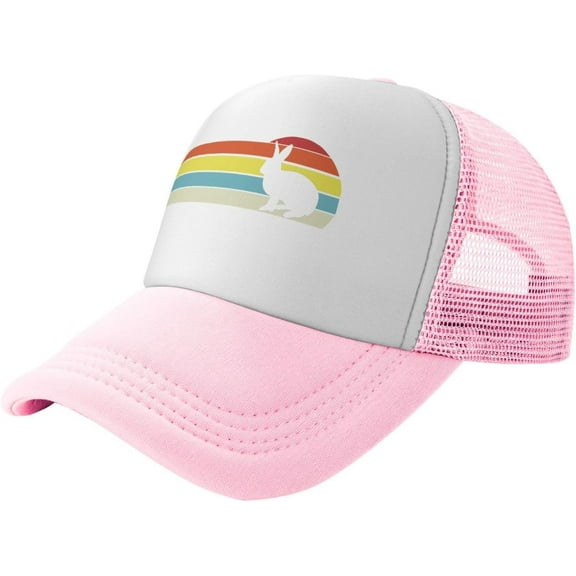 Retro Rabbit Trucker Hat - Snapback Hat,Baseball Cap for Men Women - Breathable Mesh,Adjustable Fit,Black