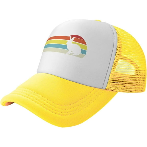Retro Rabbit Trucker Hat - Snapback Hat,Baseball Cap for Men Women - Breathable Mesh,Adjustable Fit,Black
