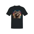 thumbnail image 1 of Retro Raccoon Cosmic Grid Men's T-shirt, 1 of 3