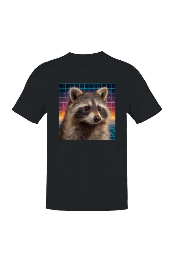 Retro Raccoon Cosmic Grid Men's T-shirt