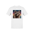 thumbnail image 1 of Retro Raccoon Cosmic Grid Men's T-shirt, 1 of 3