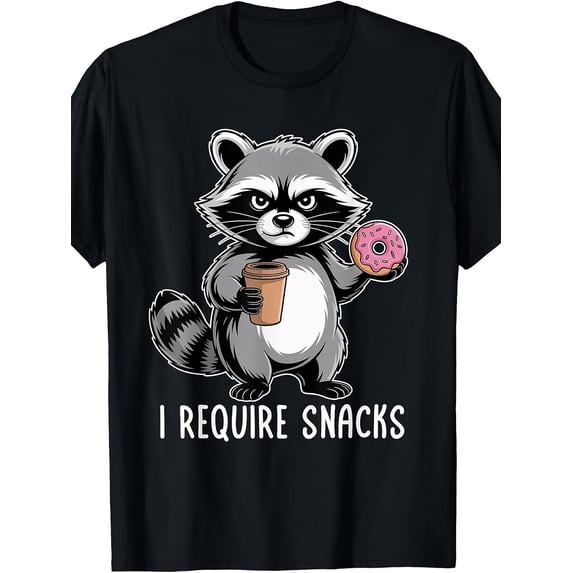 Graphic Raccon Retro Raccoon Graphic T-Shirt - I Require Snacks