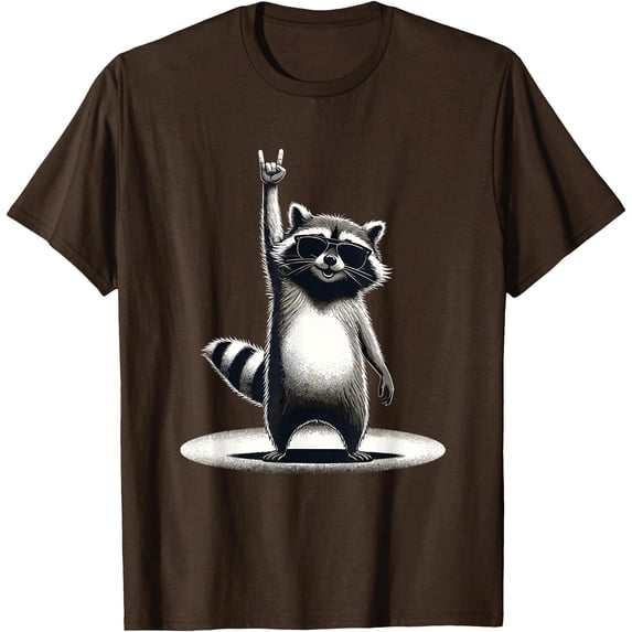 Retro Raccoon Rock Music Gift Funny Racoon Unisex T-Shirt for Men Women Kids Toddler,Dark Chocolate Color,Size 4XL