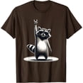 thumbnail image 1 of Retro Raccoon Rock Music Gift Funny Racoon Unisex T-Shirt for Men Women Kids Toddler,Dark Chocolate Color,Size L, 1 of 5