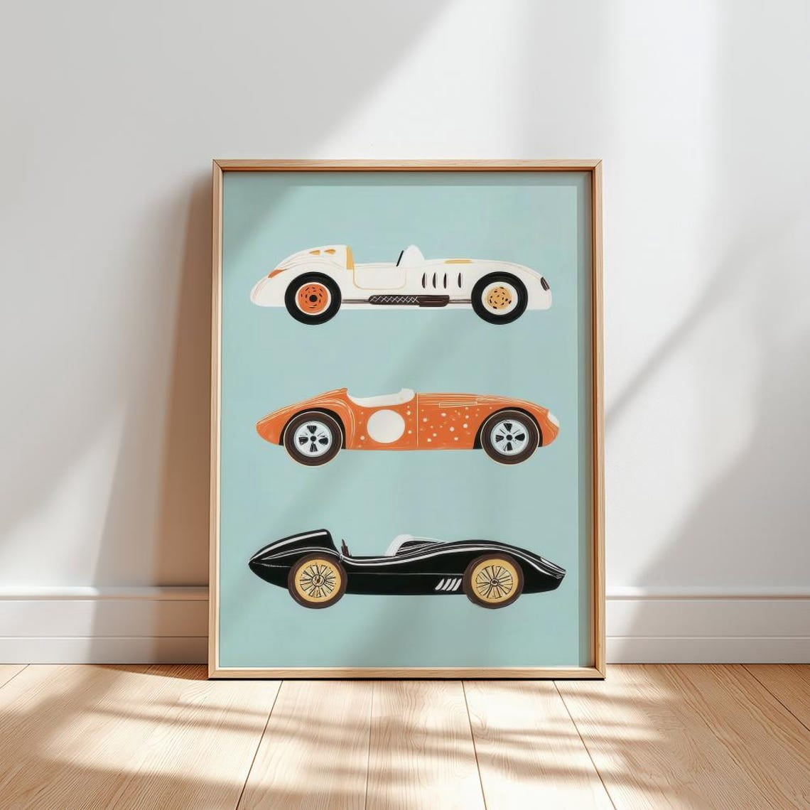 Retro Race Car Nursery Vintage Sports Cars Wall Poster Print Room Decor ...