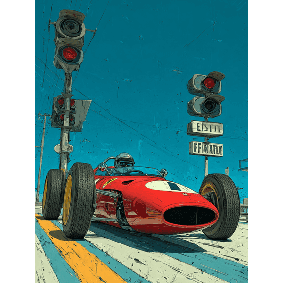 Retro Racing Car Canvas & Poster, Classic Car with Speed Trails Vibrant Motion Art, Home Wall Decor