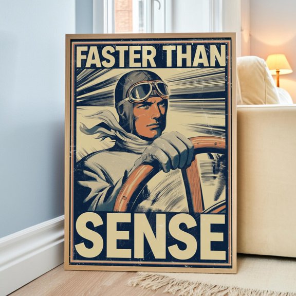 Retro Racing Driver Wall Art Print With Vintage Car And Mid Century Decor Unframed Paper Print