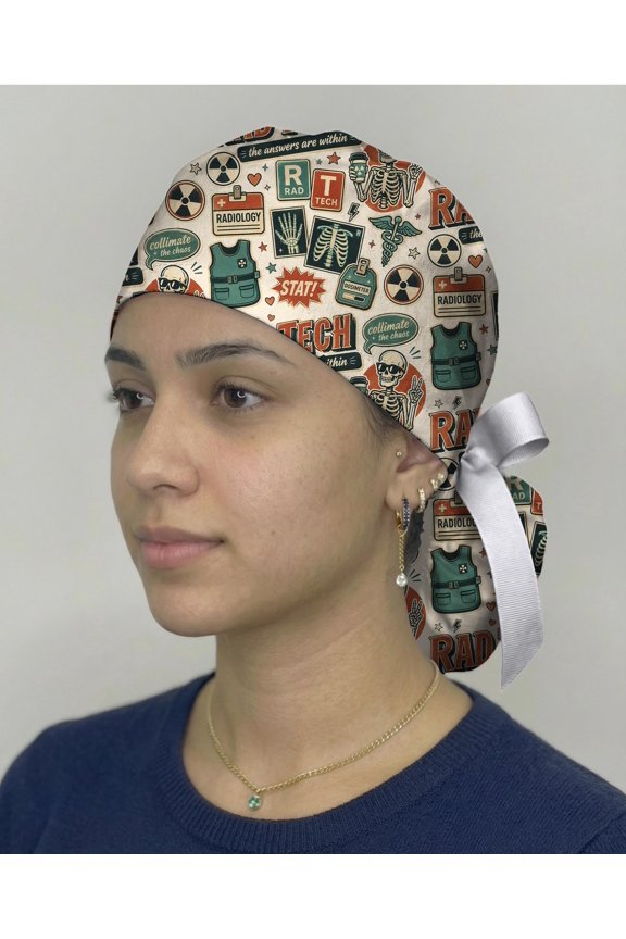 Retro Rad Tech Scrub Cap, Radiology Technologist Surgical Hat, X-Ray Tech Gift, Diagnostic Imaging Scrub Cap, Radiographer Work Cap