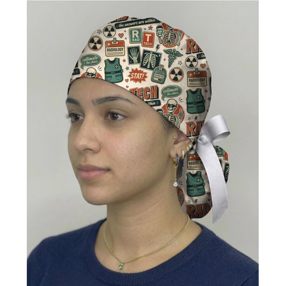 Retro Rad Tech Scrub Cap, Radiology Technologist Surgical Hat, X-Ray Tech Gift, Diagnostic Imaging Scrub Cap, Radiographer Work Cap