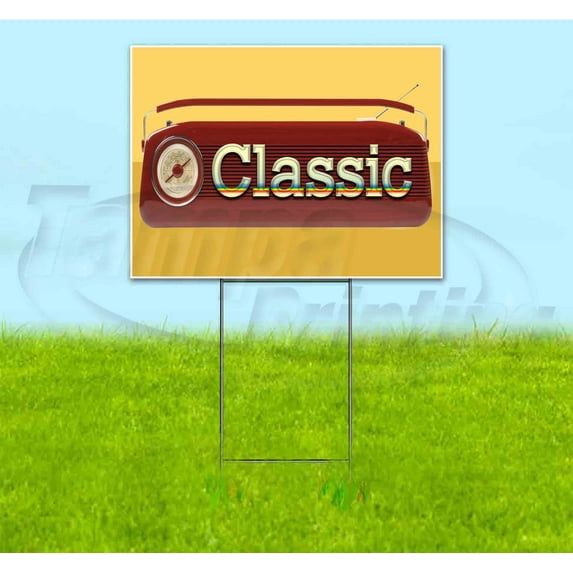 Retro Radio Classic (18" x 24") Yard Sign, Includes Metal Step Stake