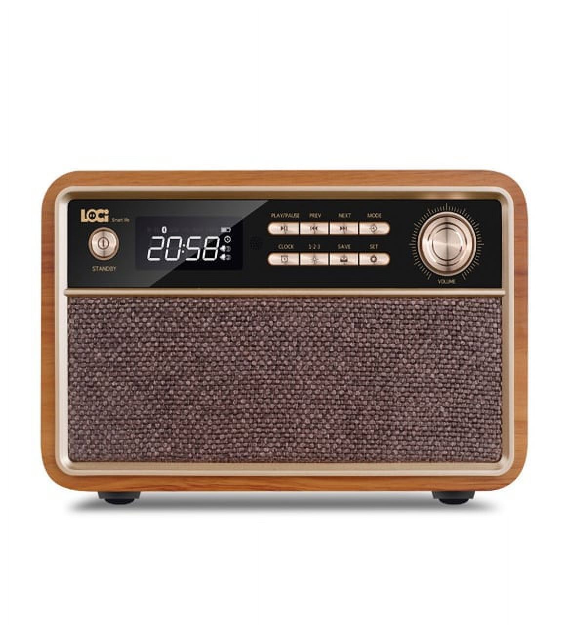 Retro Radio Nostalgic Wood FM Radio Clock USB SD Bluetooth Decorative