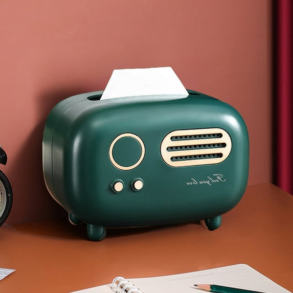 Retro Radio Shape Tissue Cover Box, Practical and Cute for Kitchen, Bathroom Vanity Countertops, Bedroom Dressers, Night Stands, Desks and Tables, Creative Gift