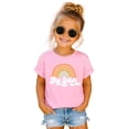 thumbnail image 1 of Retro Rainbow Big Sister Sibling Reveal Announcement Shirt for Baby and Toddler Girls Sibling Outfits White on Pink Shirt, 1 of 5
