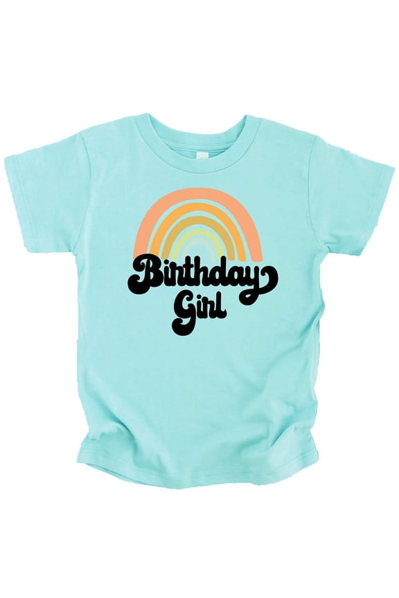 Retro Rainbow Birthday Girl Colorful Shirts for Baby and Toddler Girls Birthday Outfits Chill Shirt