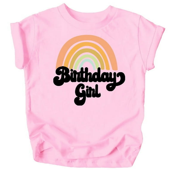Retro Rainbow Birthday Girl Colorful Shirts for Baby and Toddler Girls Birthday Outfits Pink Shirt