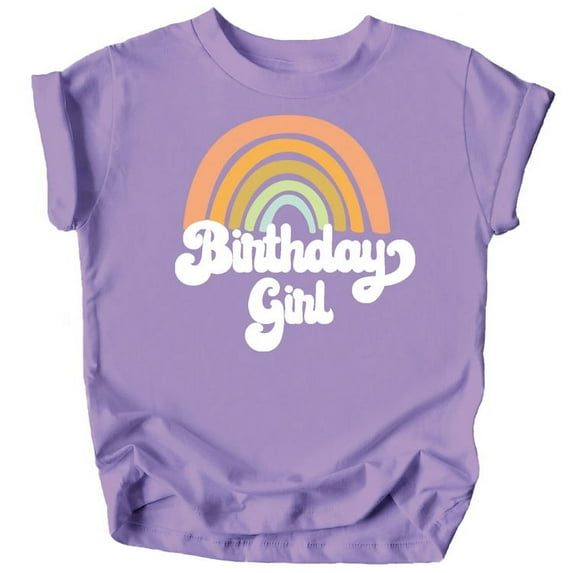 Retro Rainbow Birthday Girl Colorful Shirts for Baby and Toddler Girls Birthday Outfits Purple Shirt