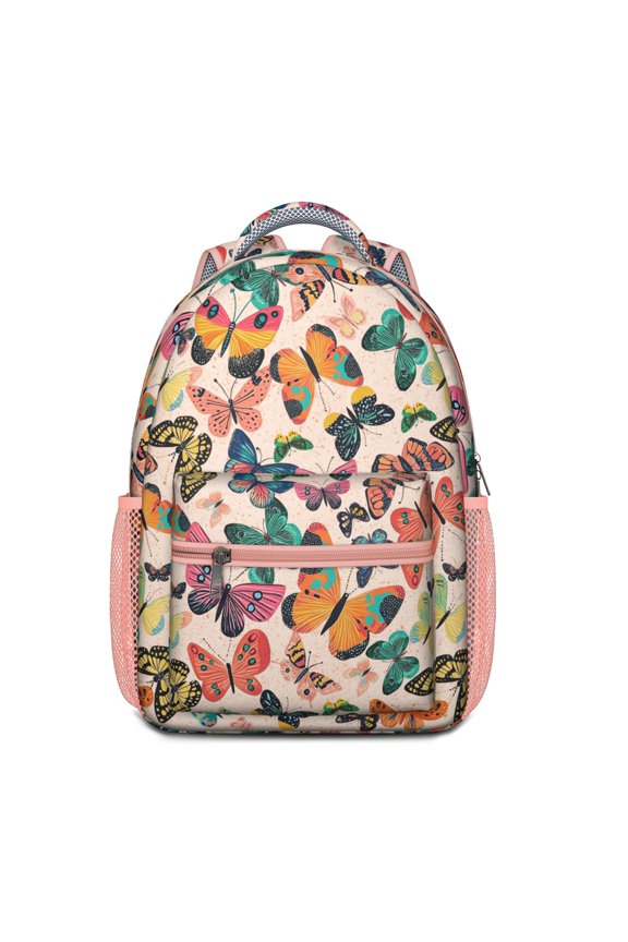 Retro Rainbow Butterfly School Bag - Lightweight, Durable, Waterproof Exterior, Romantic Butterfly Theme for Daily Use